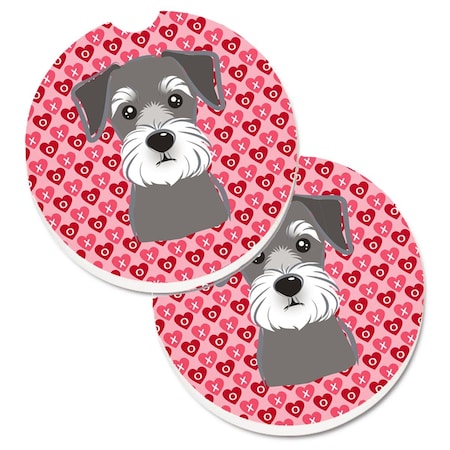 Carolines Treasures Schnauzer Hearts Cup Holder Car Coasters - Set of 2 BB5276CARC